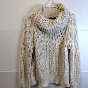 Kendall & Kylie Chunky Cream Cowl Neck Sweater Size M
